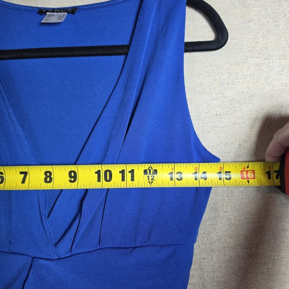 Venus Blue Draped Tunic Top Sleeveless Ruched Front Blouse Womens XS - Picture 4 of 8